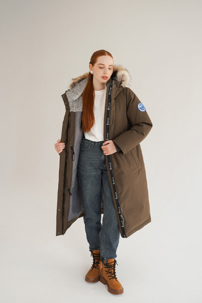 Пальто пуховое Хелен Top Arctic Goose (Женский; 46; Олива без*Меха)
